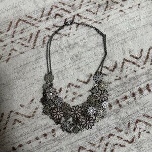 Floral Costume Silver Necklace
